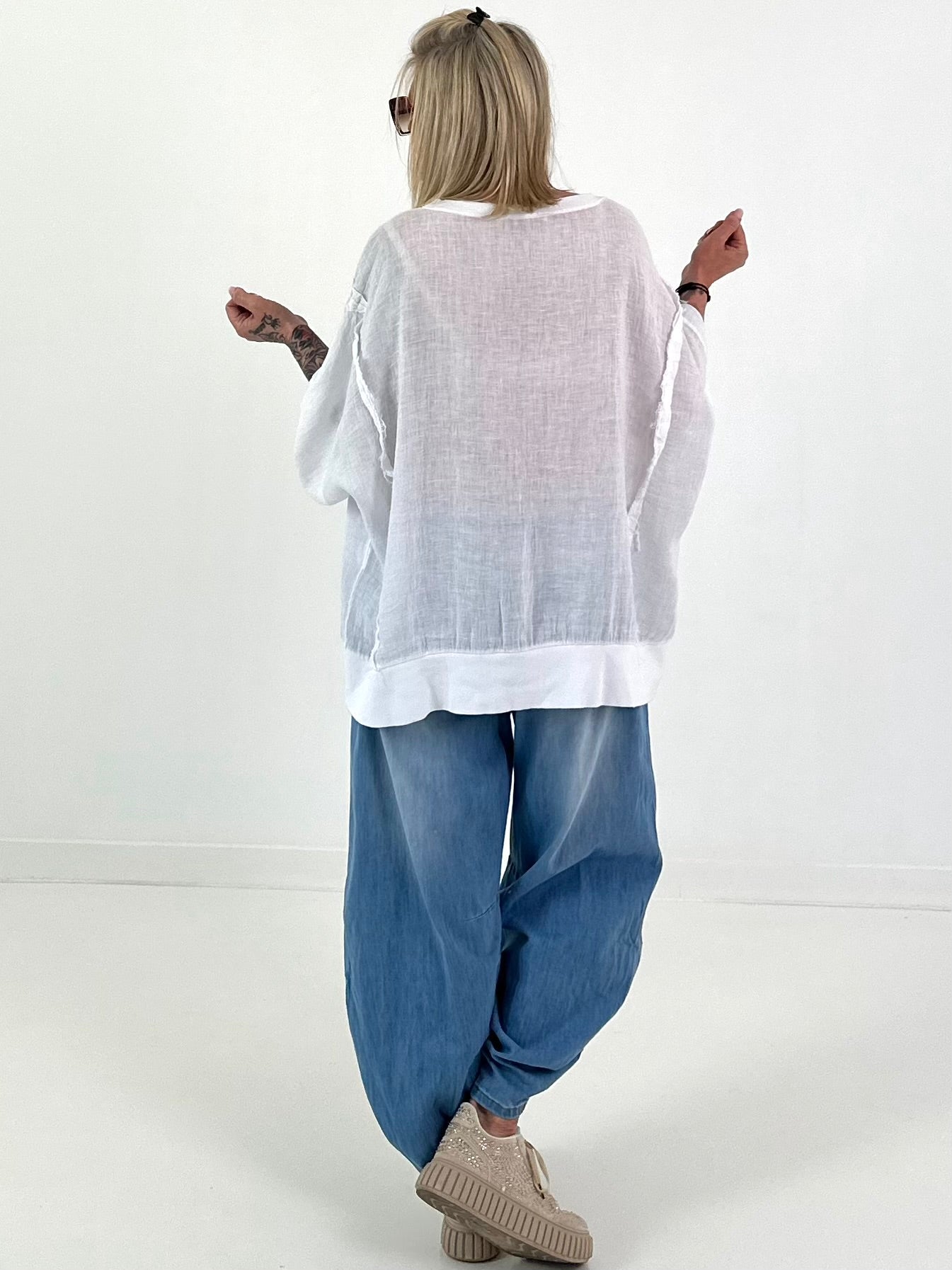 Oversized Linen Shirt - white