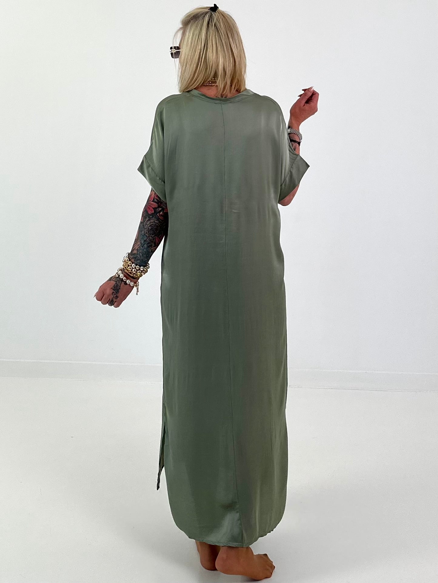 Long silk dress - khaki