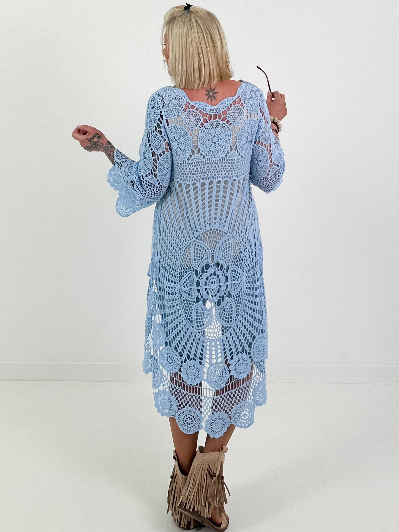 Crochet Tunic with Pattern - light blue