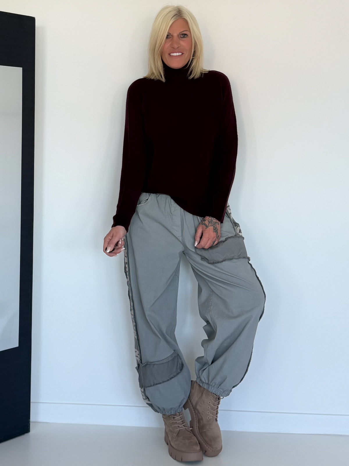 Basic Rollkragenpullover - burgundi