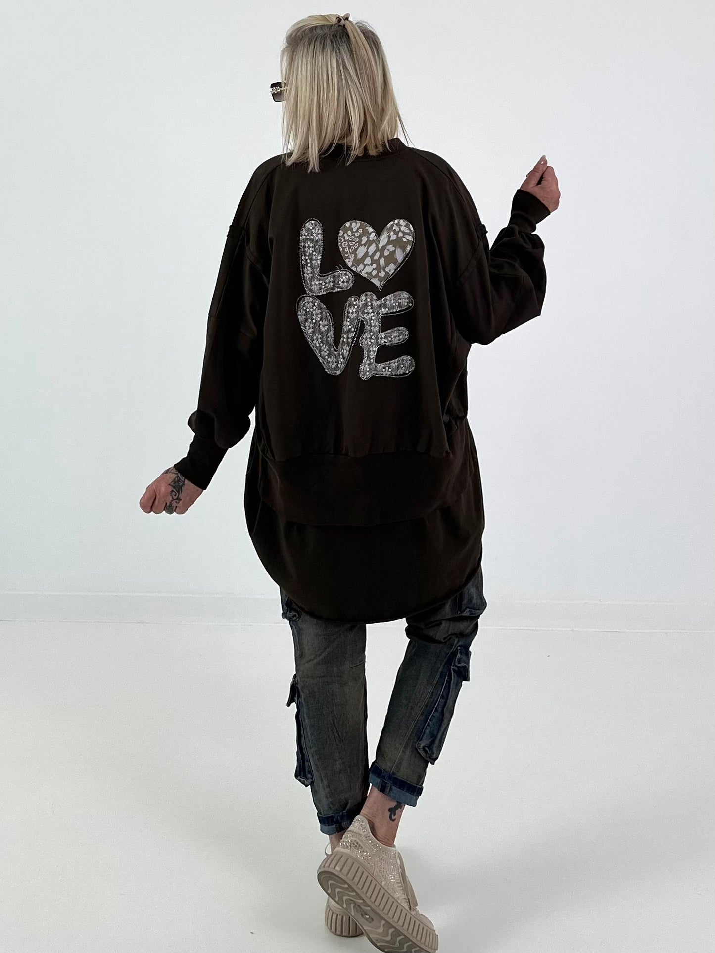 Jacke mit Rückenprint - mokka
