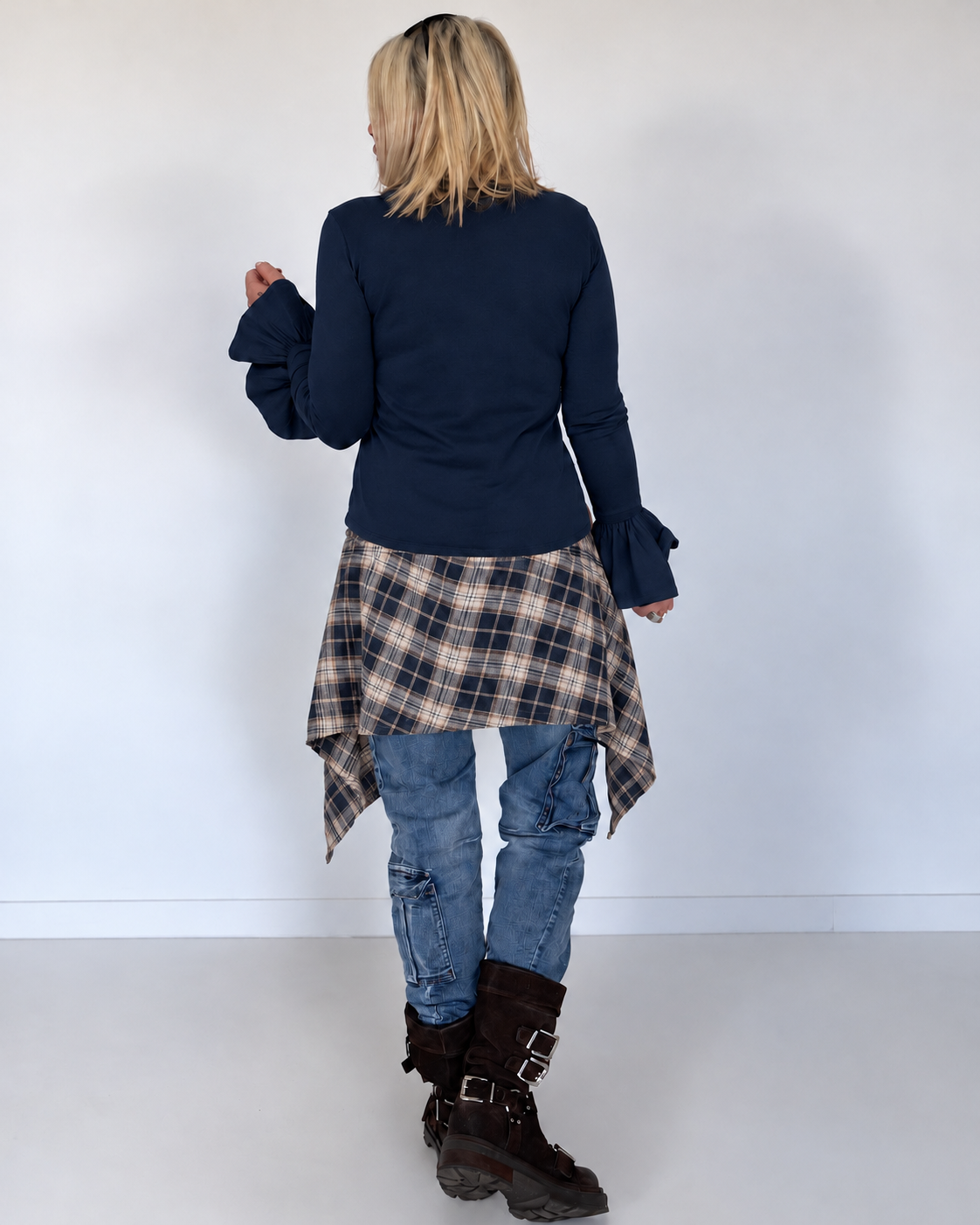 Waist Wrap im Karomuster - marine-mehrfarbig