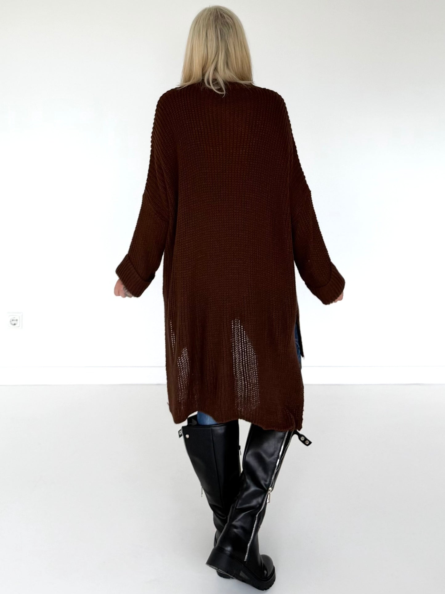 Long Strickpullover - schoko