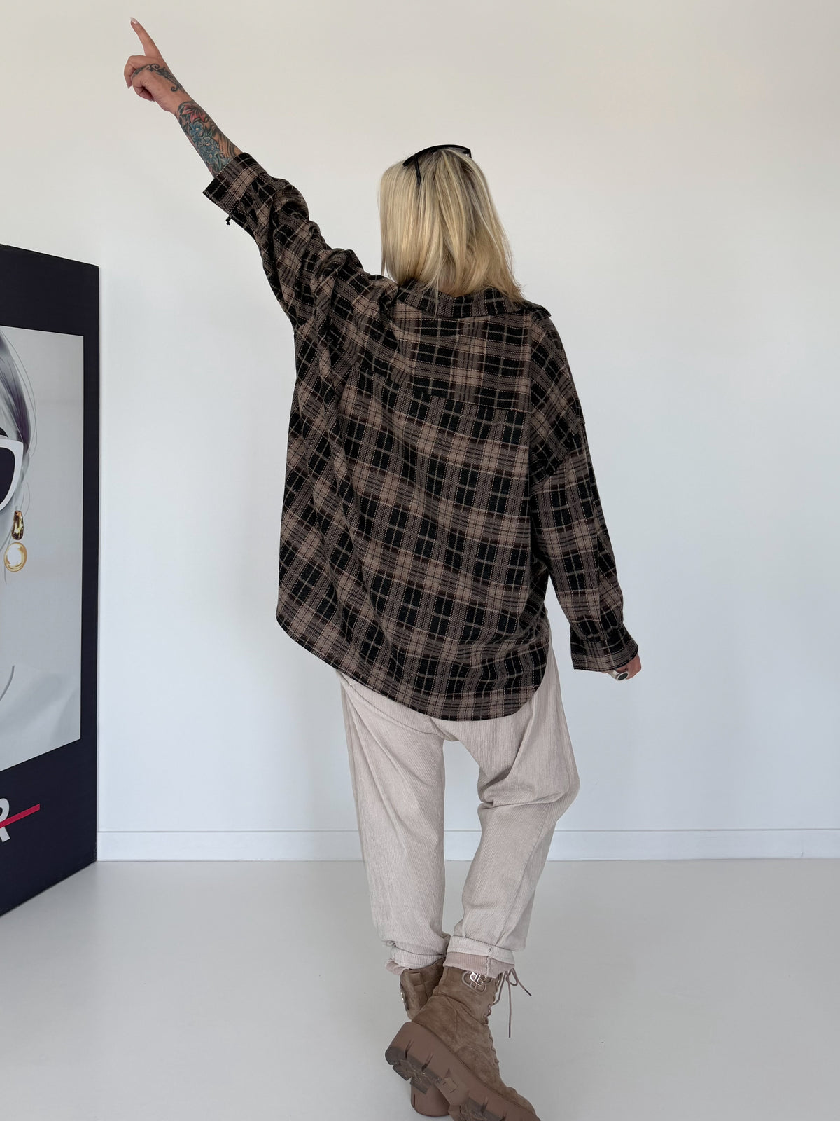 Oversized Flanellhemd im Karo-Look - mokka-beige-mehrfarbig