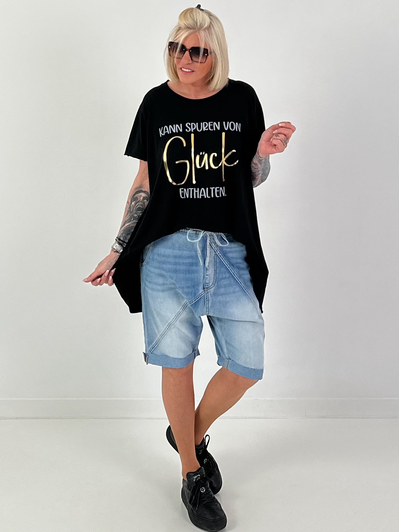 Long T-Shirt Luck - black