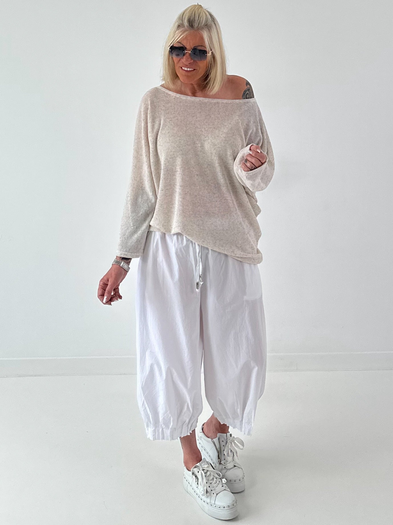 Leichter Oversized Pullover - beige