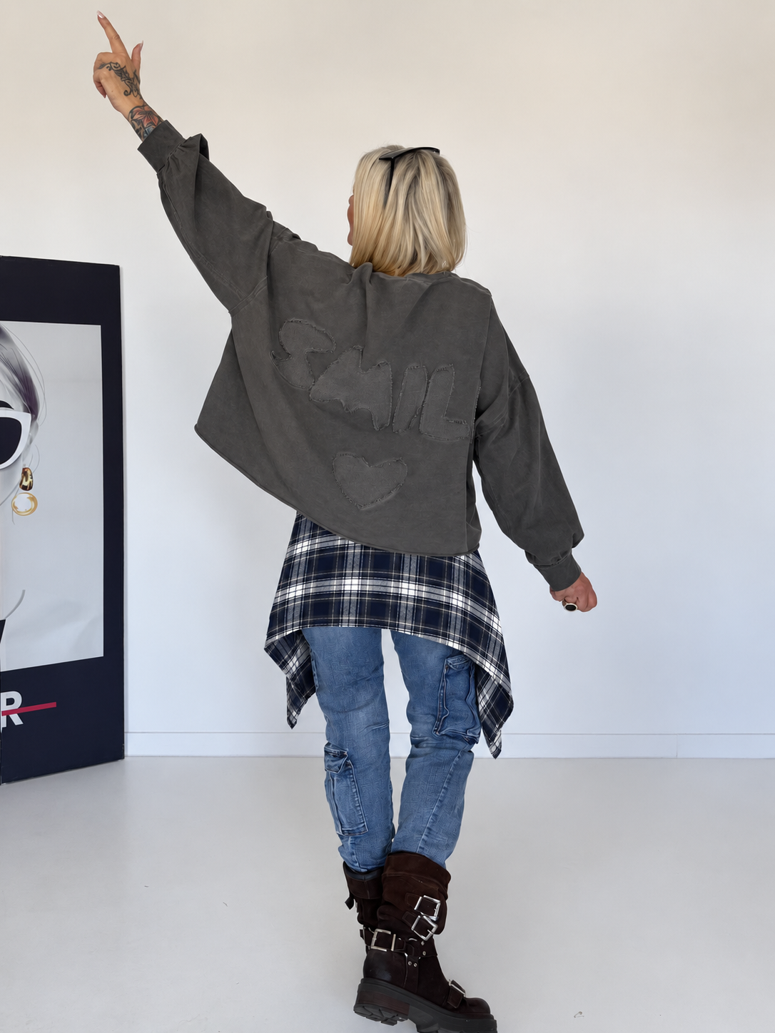 Waist Wrap im Karomuster - -dunkelblau-weiss-mehrfarbig