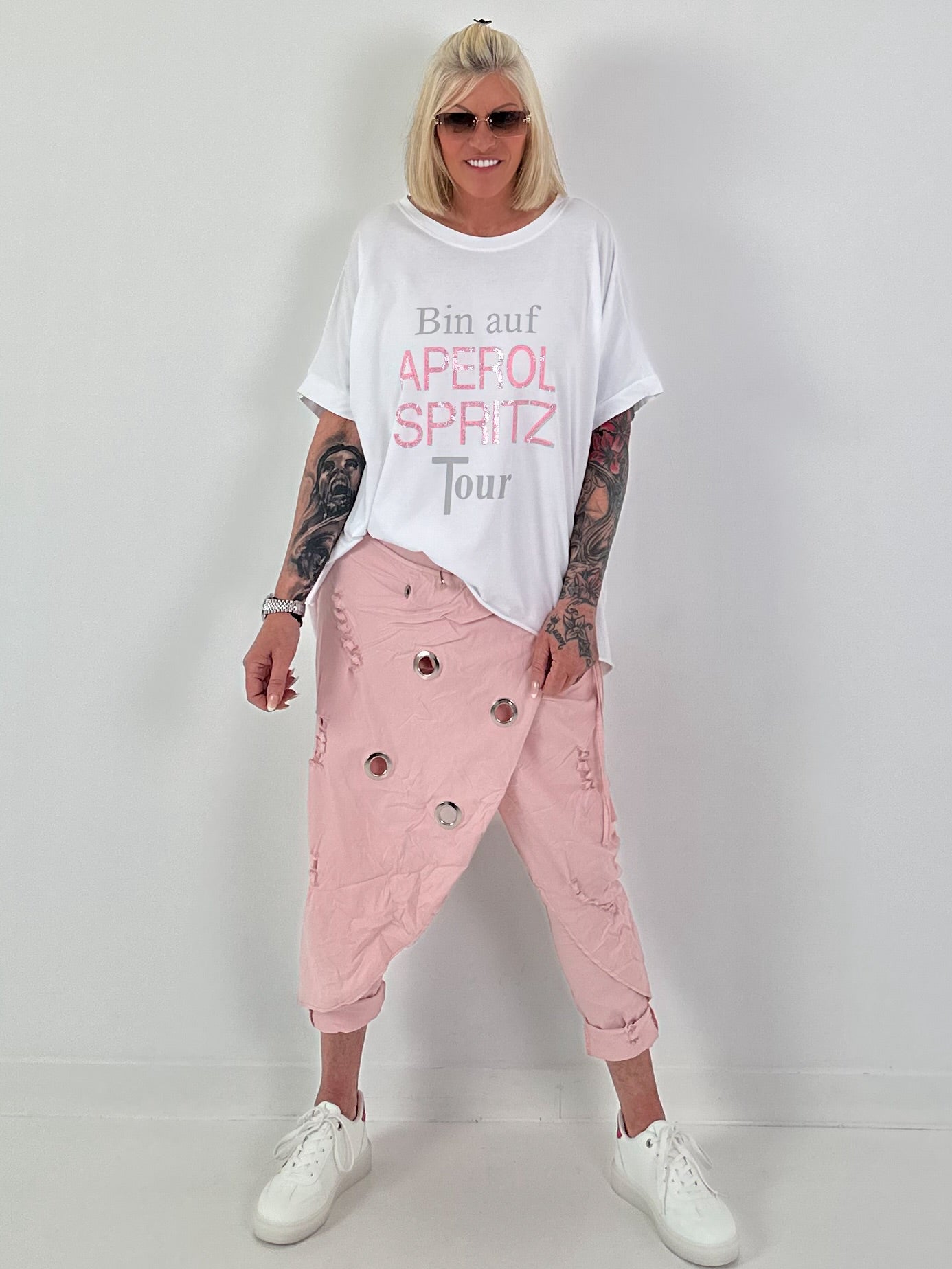 Stylische Hose im Knit-Look - rosa