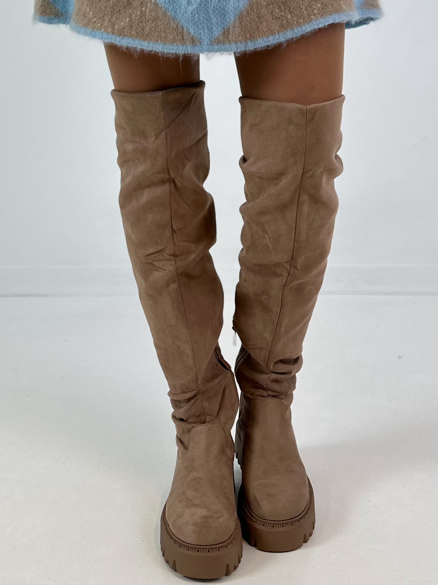 Over-the-knee boots, model "Wild High" - beige