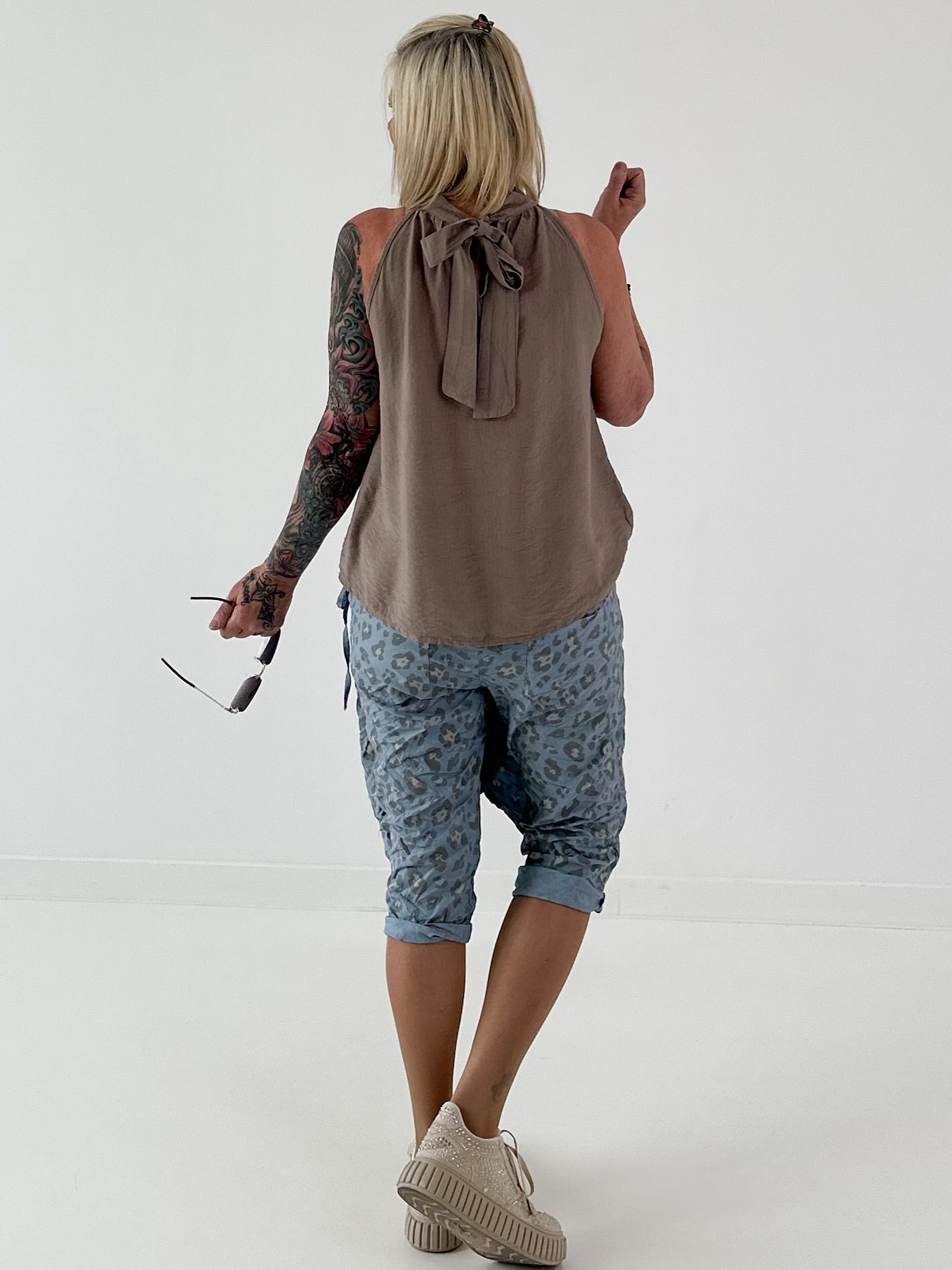 Neckholder Top -taupe