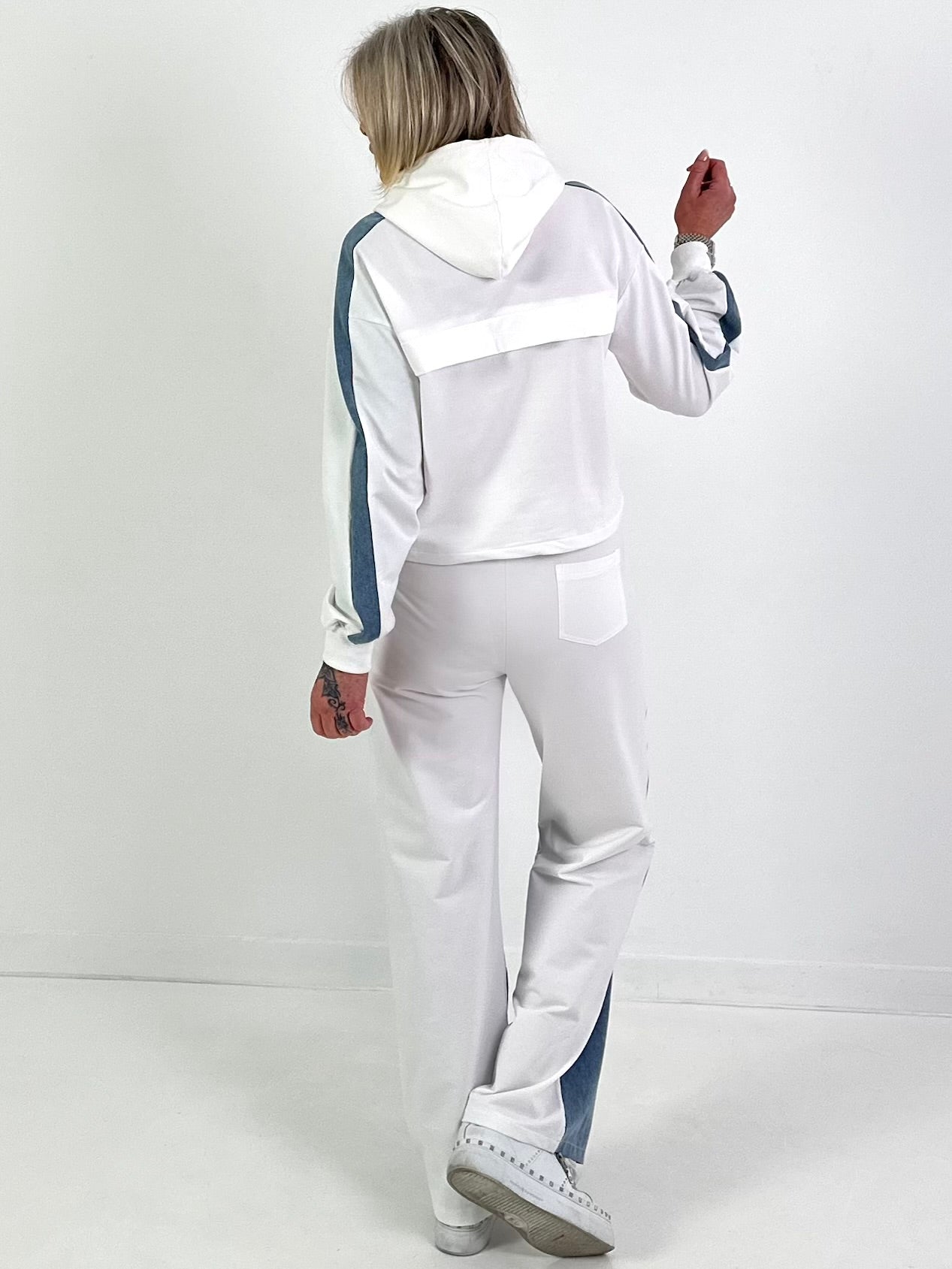 2-Teiler Sweat-Jeans - weiss