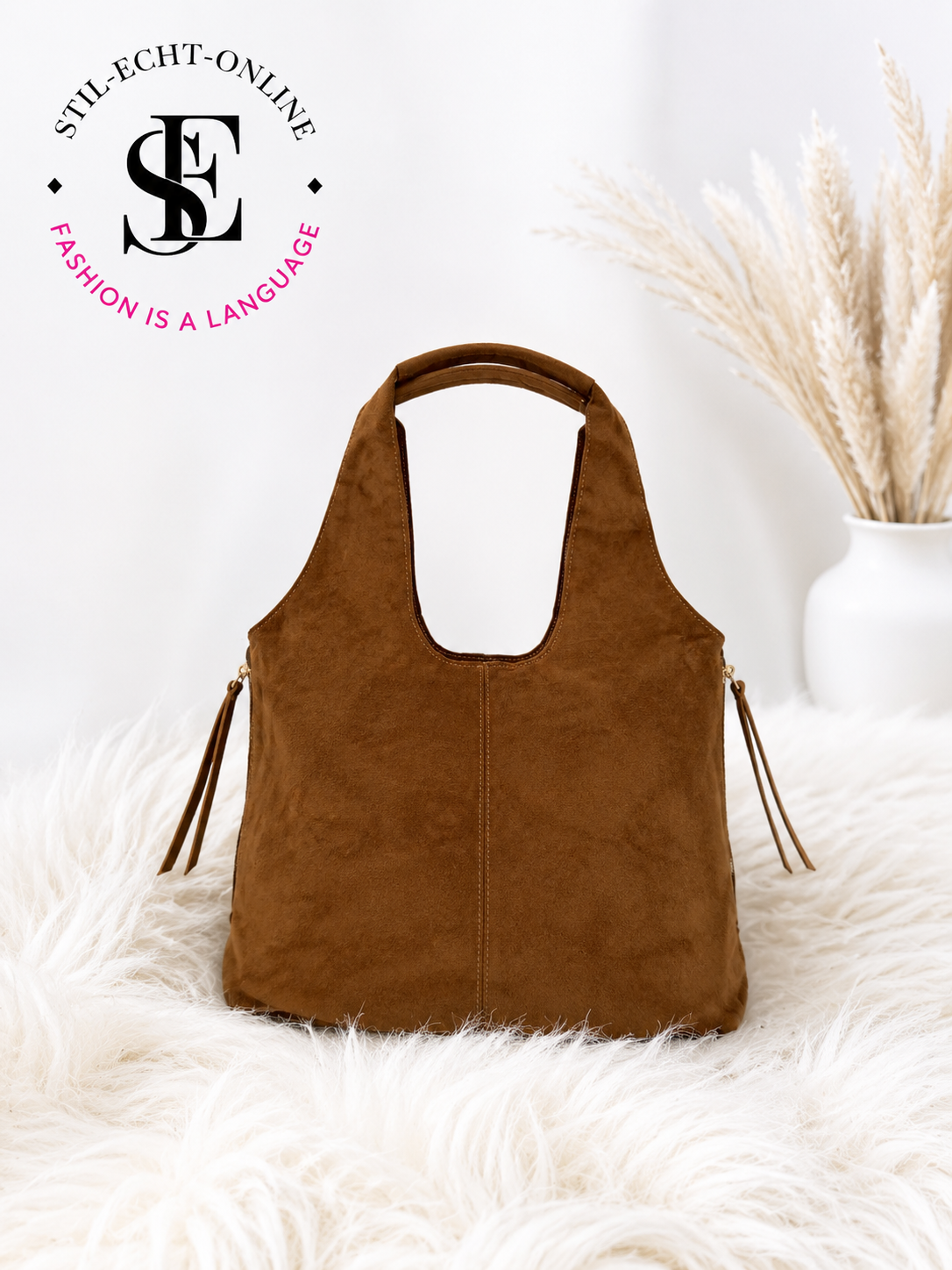 Faux suede bag - camel