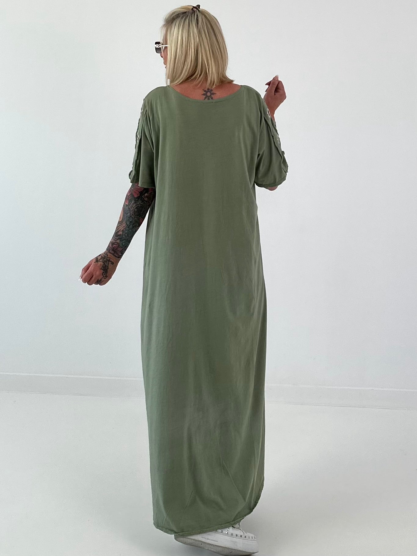 T-Shirt Kleid mit Ösen -khaki