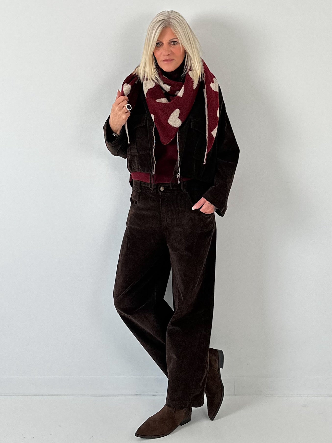Wide-leg corduroy trousers "Sarandra" - chocolate