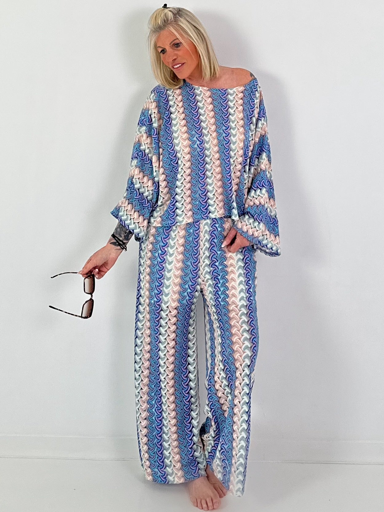 Häkelhose mit Muster - blau-türkis-mehrfarbig