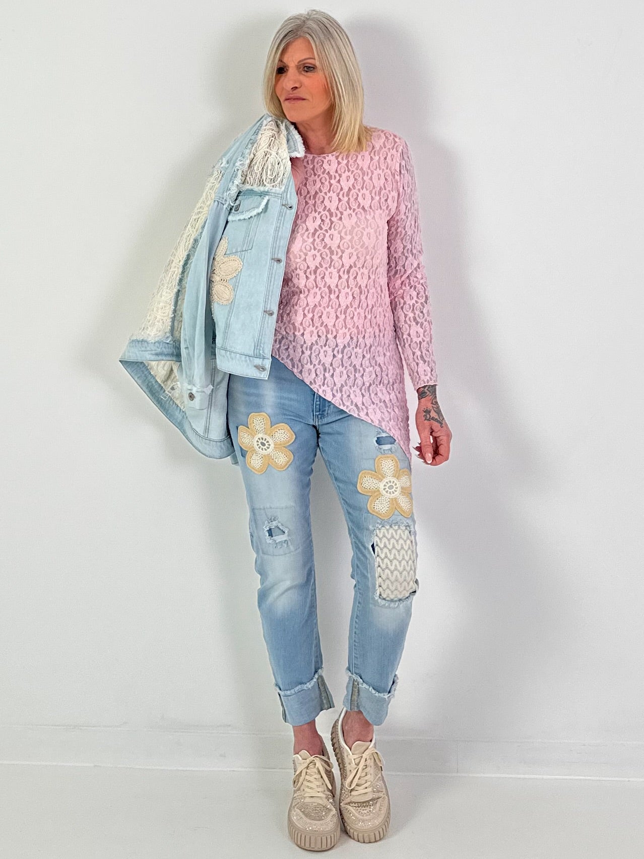 Asymmetrisches Shirt - rosa