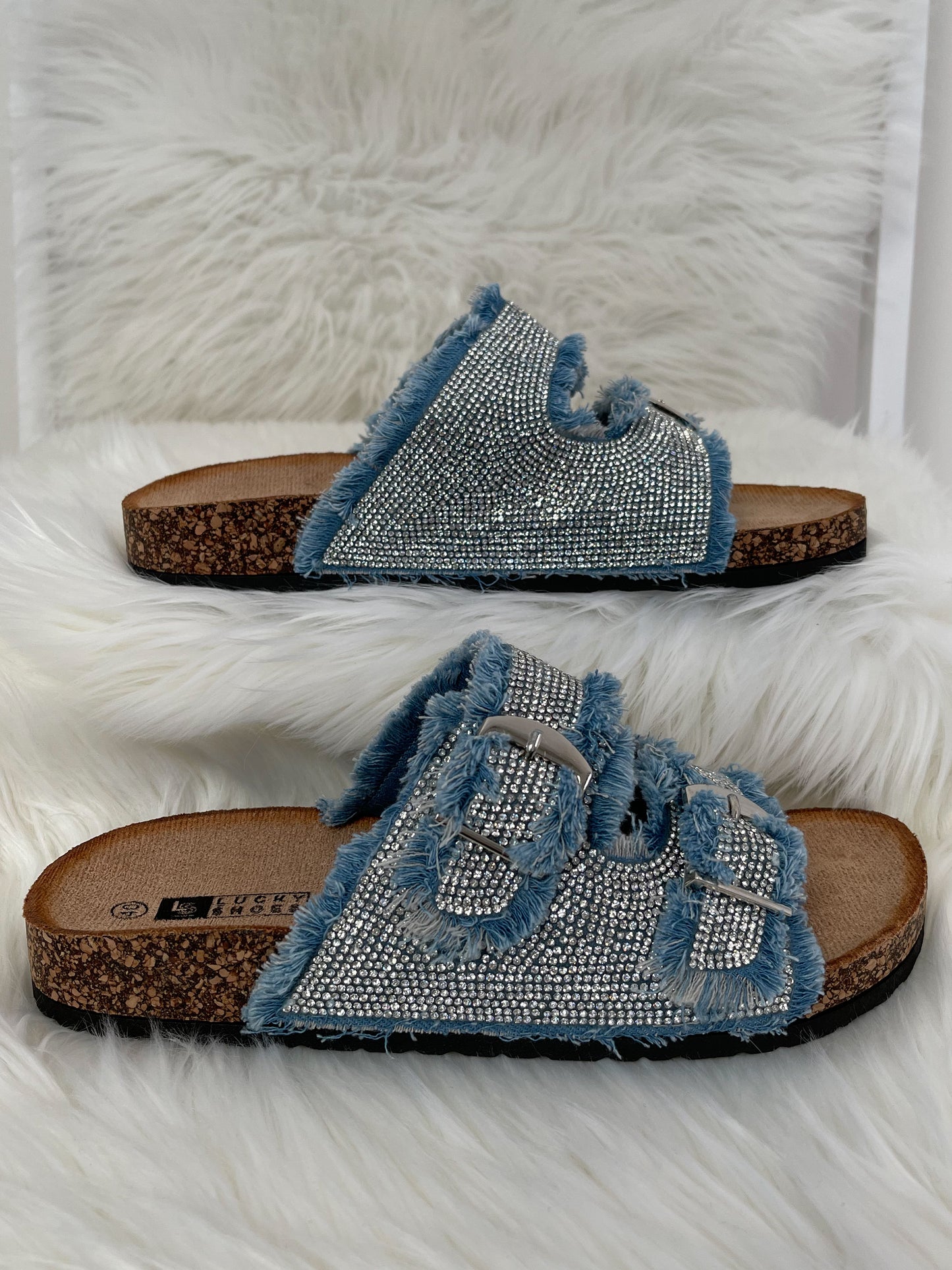 Muiltjes met strasssteentjes - lichtblauw