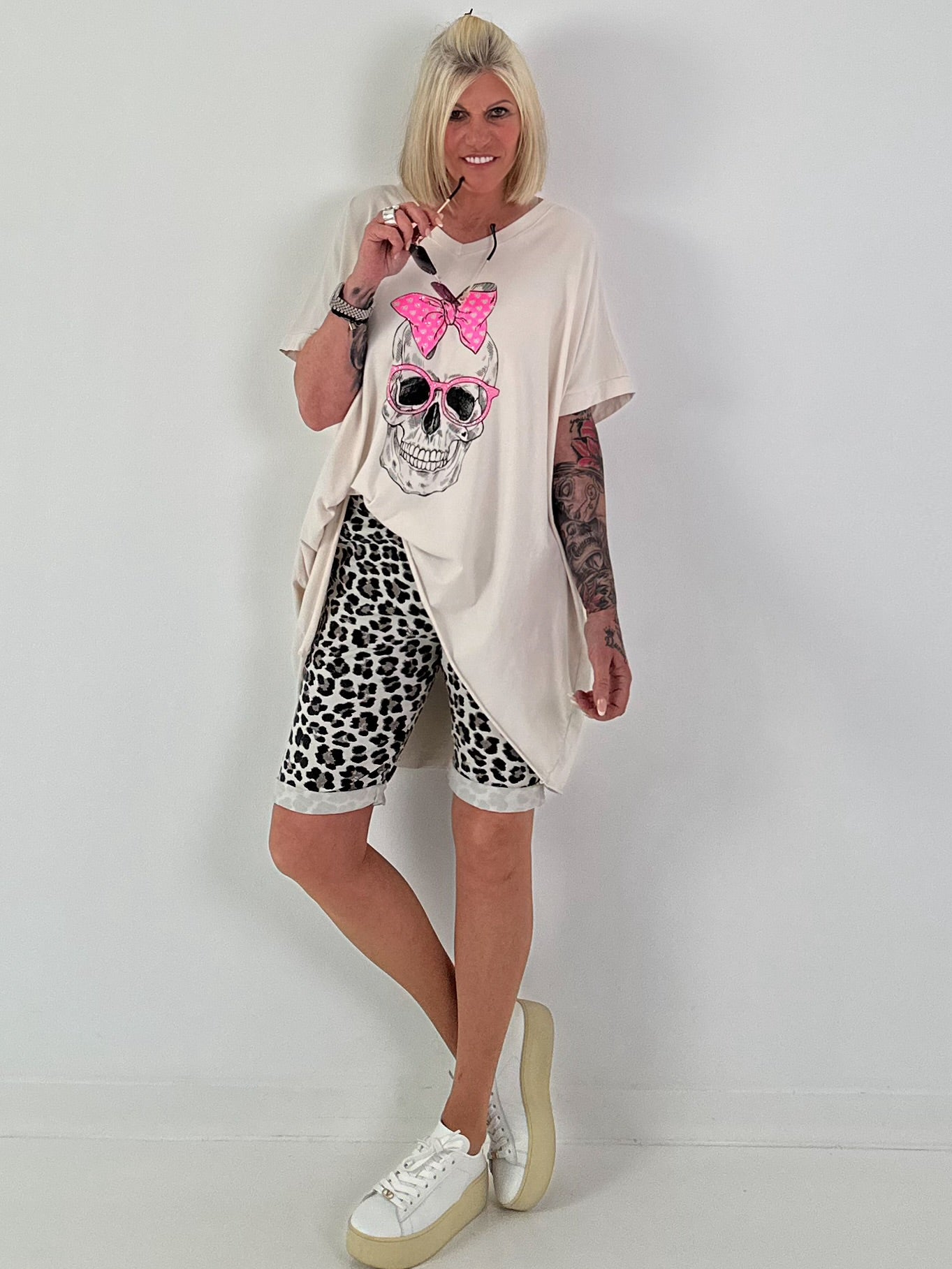 Oversized Shirt Skull - beige