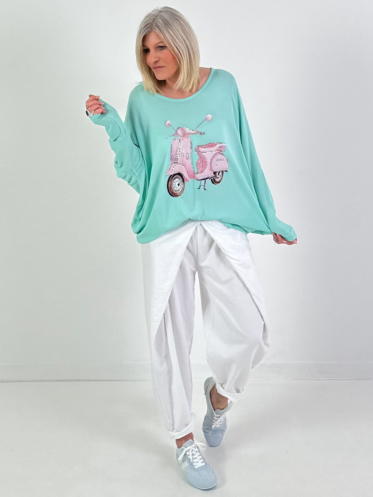 Oversized sweater Vespa - watergreen