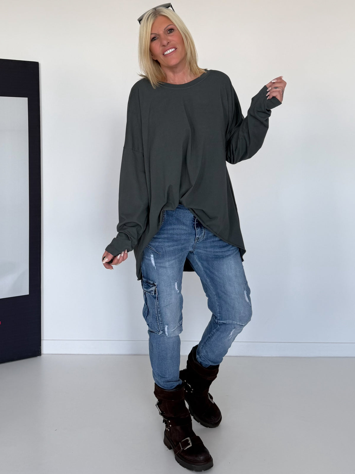 Oversized Shirt Style - anthrazit