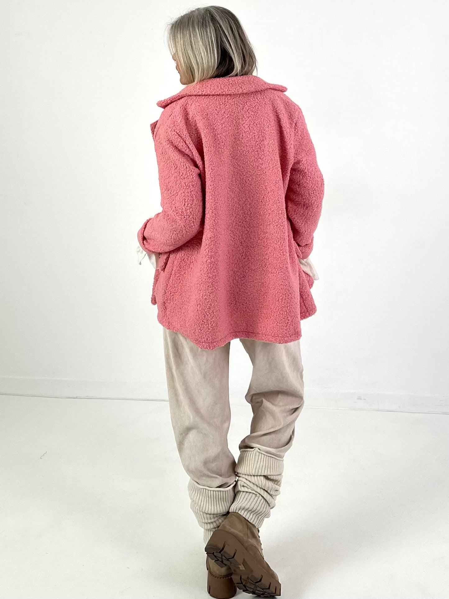 Bouclé Jacke - rosa