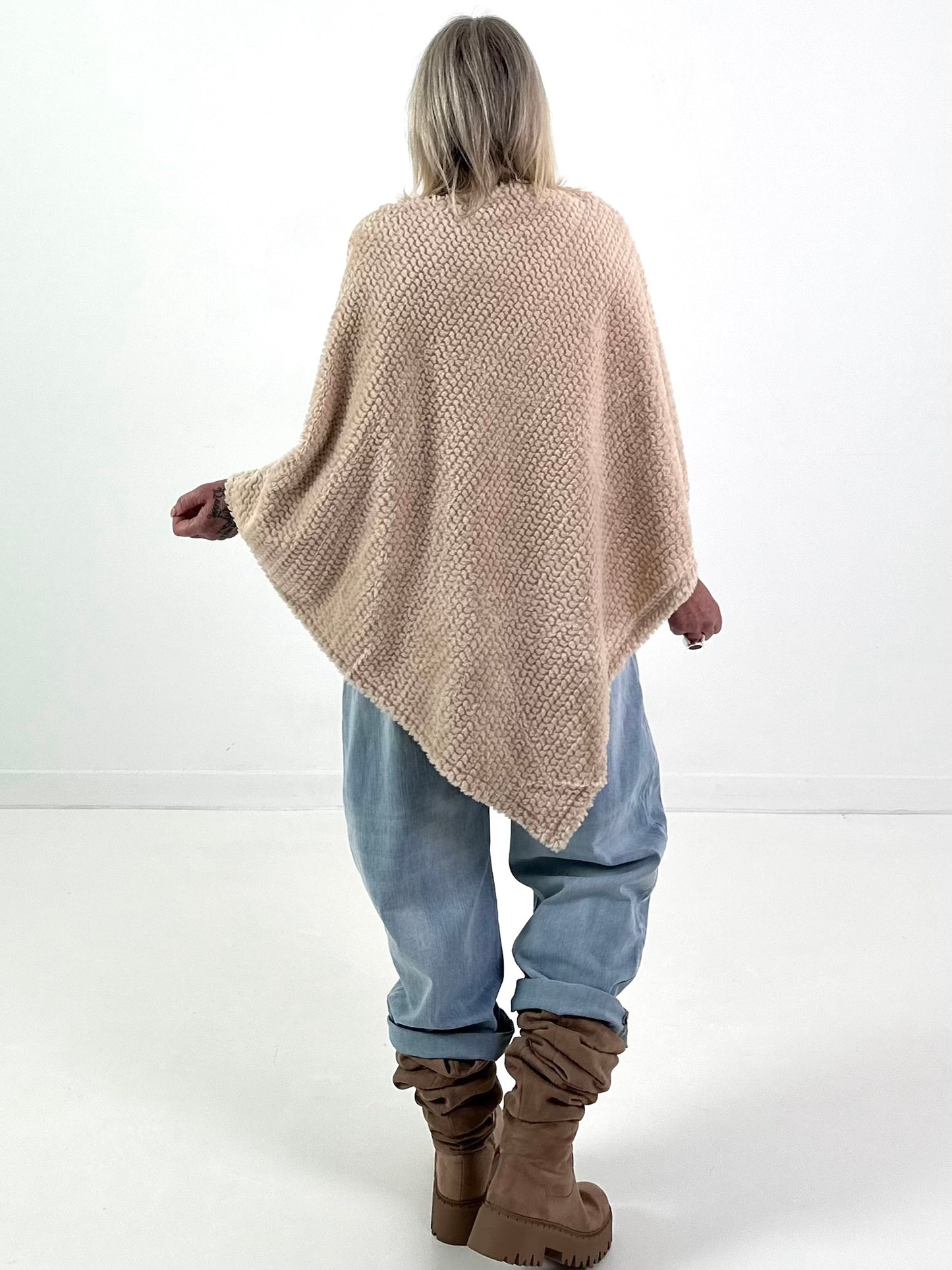 Poncho model "Luxury Touch" - beige