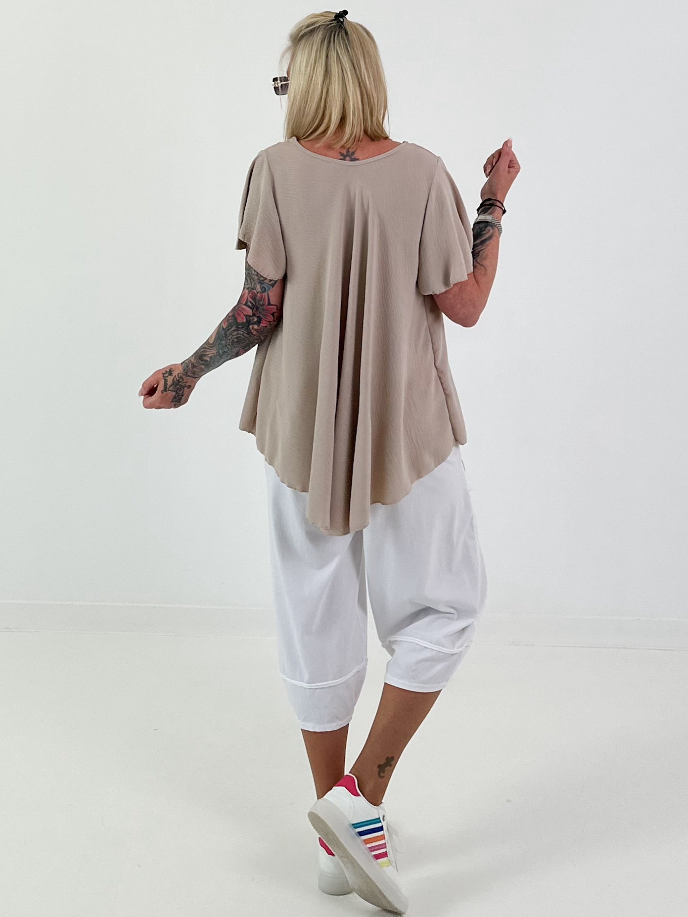 Light structured T-shirt - beige