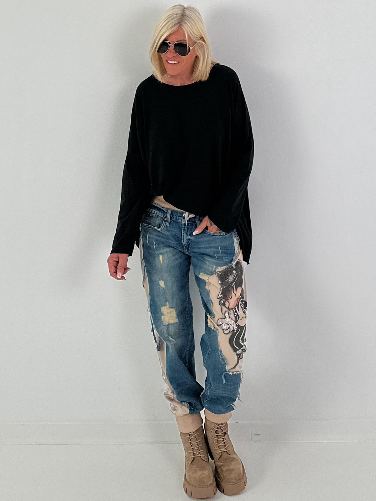 Oversized T-shirt stone washed – zwart