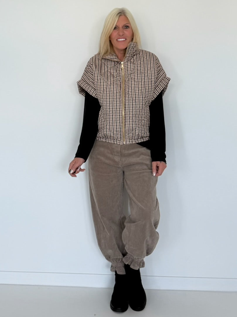 Checked vest - taupe-multicoloured