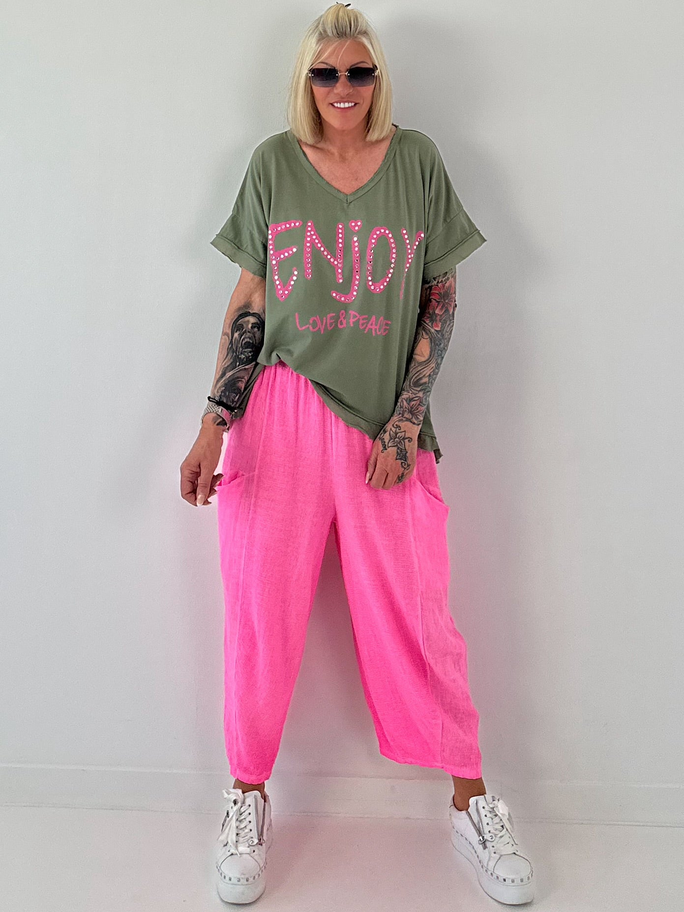 T-Shirt Smile - neon pink