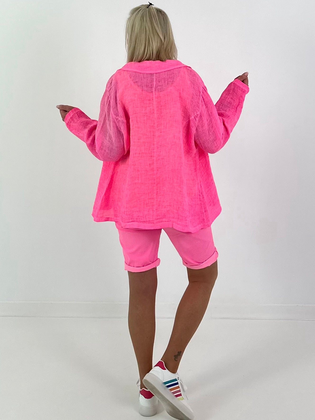 Light Linen Blazer - neon pink