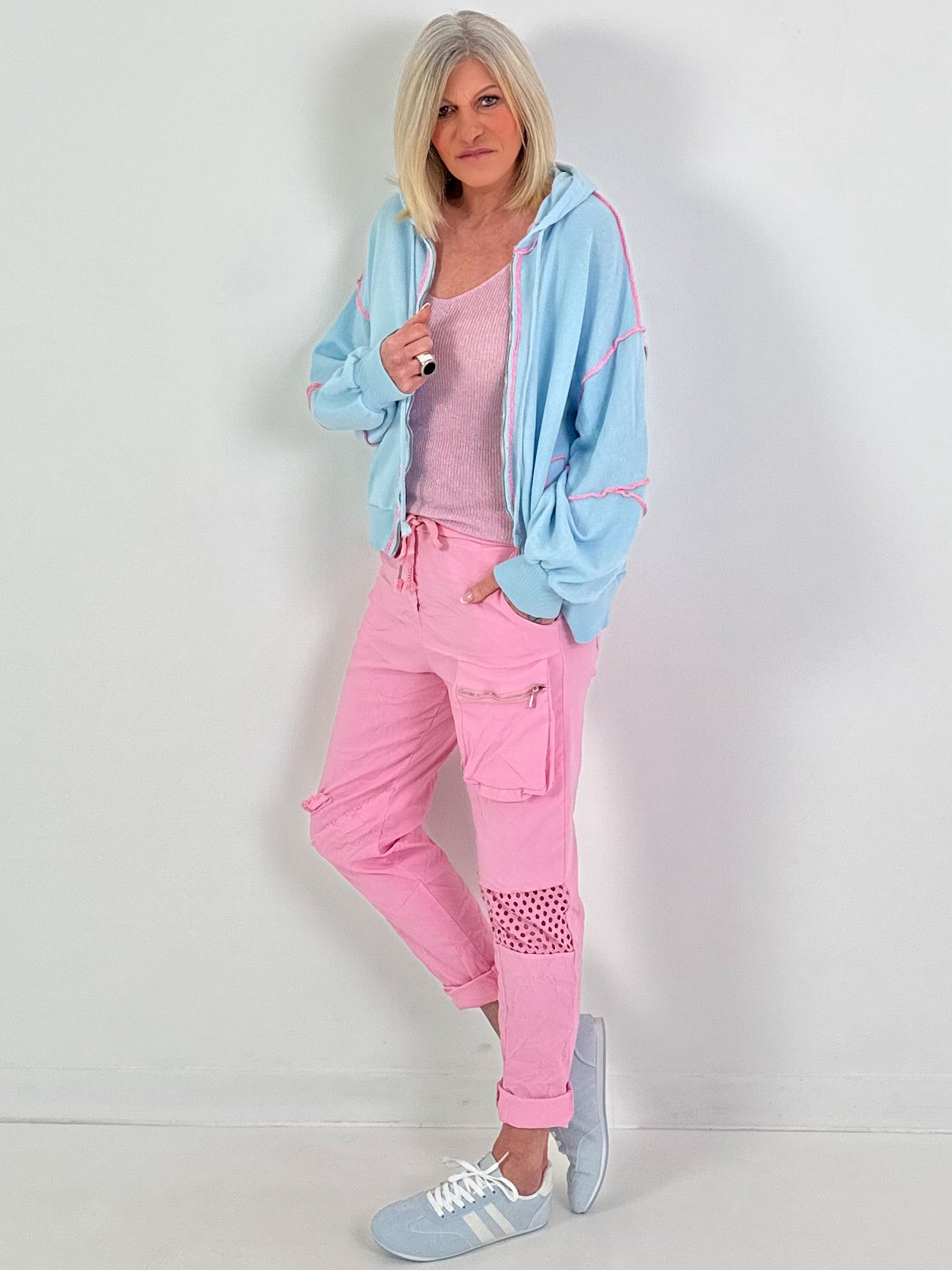 Hose mit Netzeinsatz - rosa