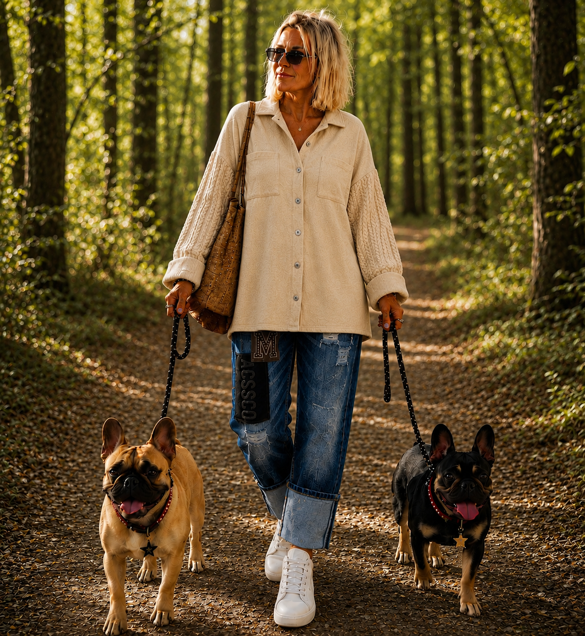 Lässiges Wildleder-Optik Hemd mit Strickarm - beige