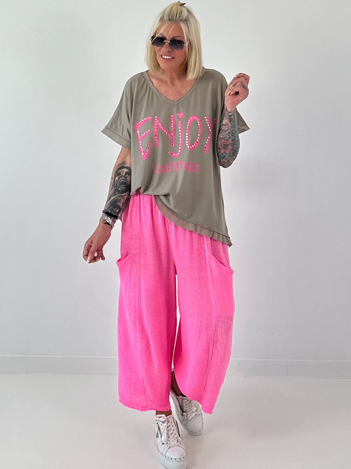 T-Shirt Smile - neon pink