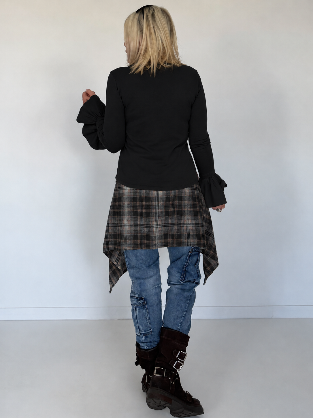 Waist Wrap im Karomuster - schwarz-mehrfarbig