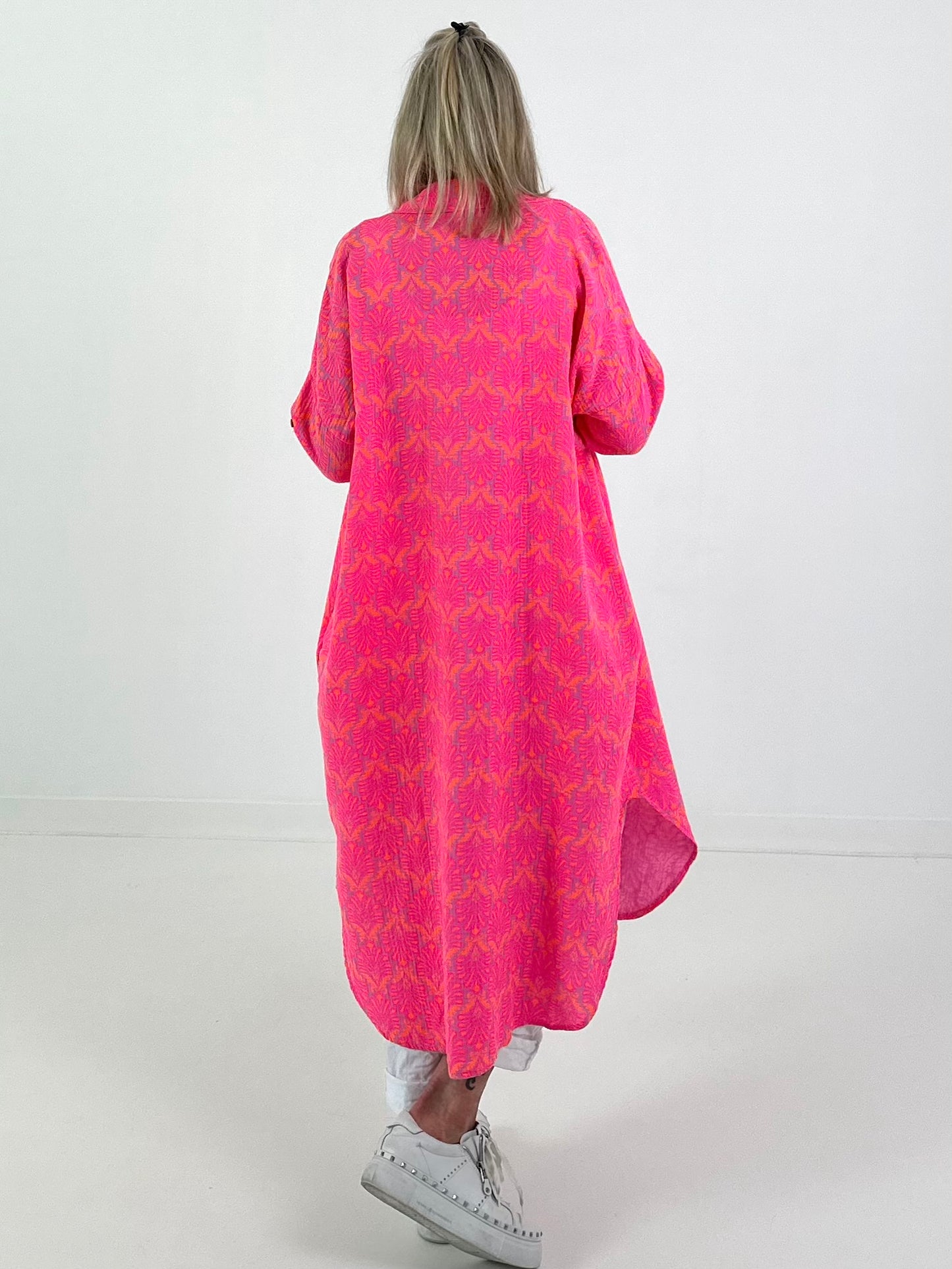 Long Muslin Blouse - neon pink
