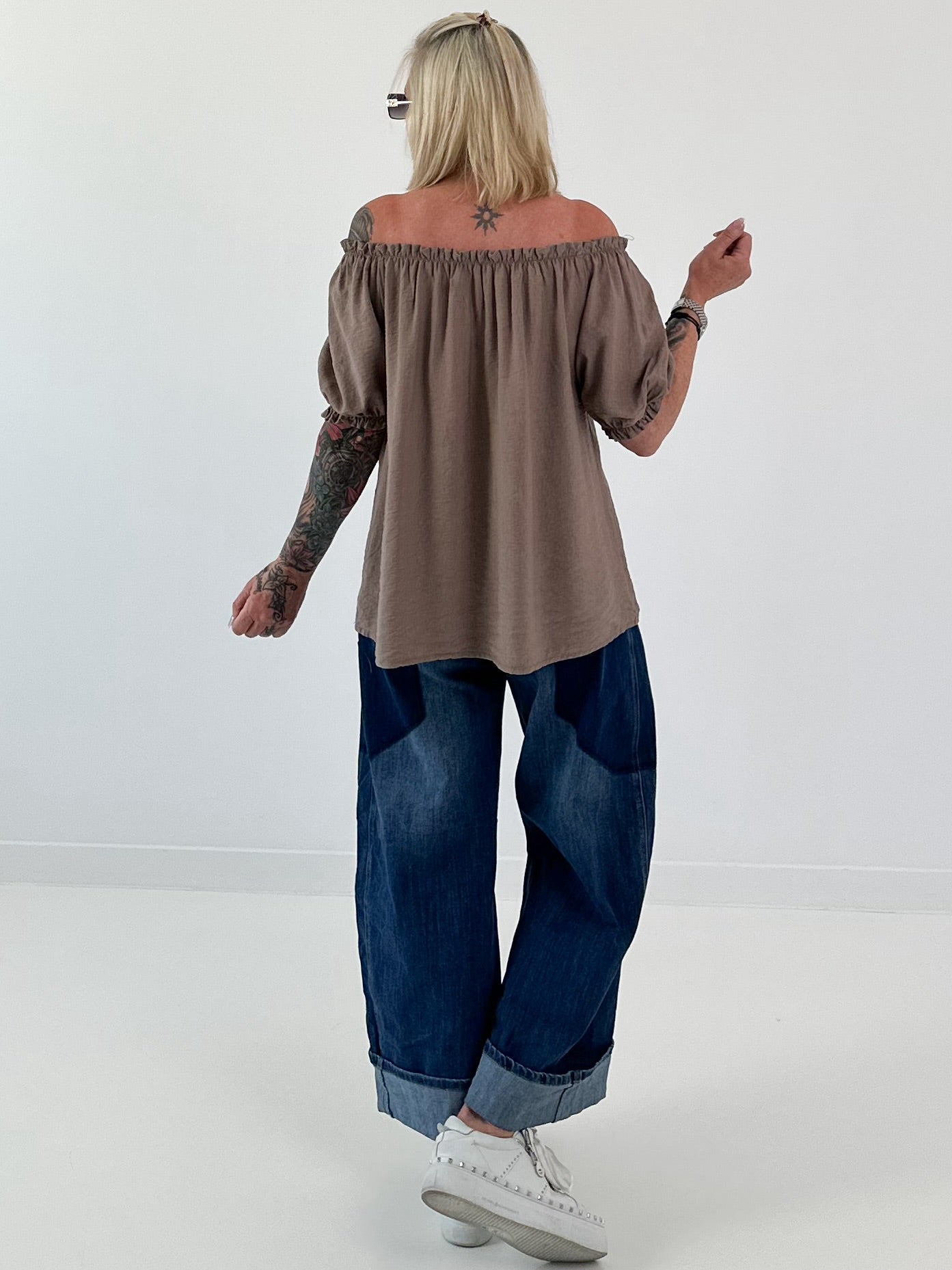 Carmen Tunika mit halben Arm - taupe