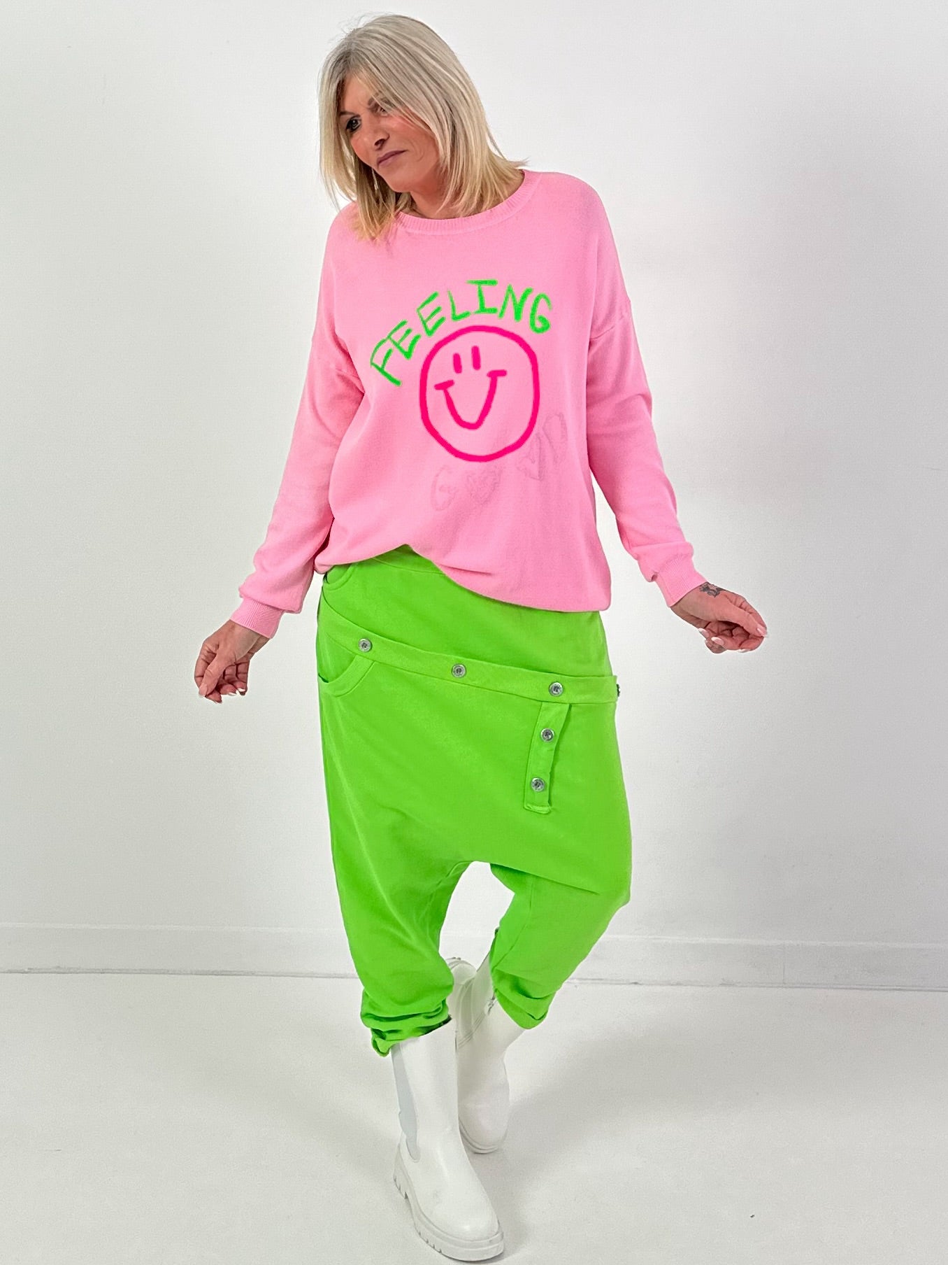 Strickpullover Modell "Feeling Good Vibes" - rosa