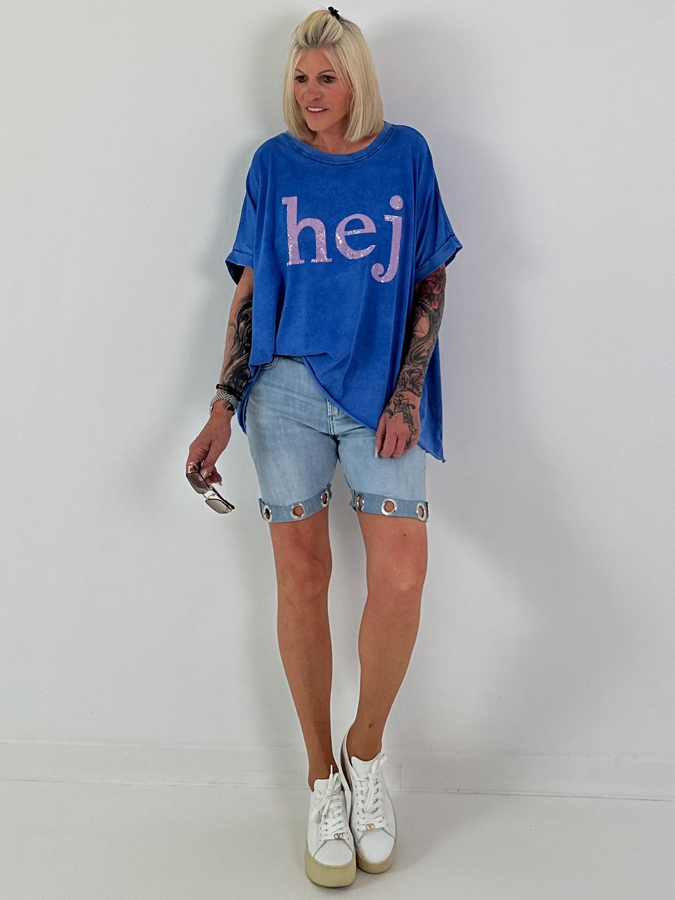 T-Shirt Hej - royalblau