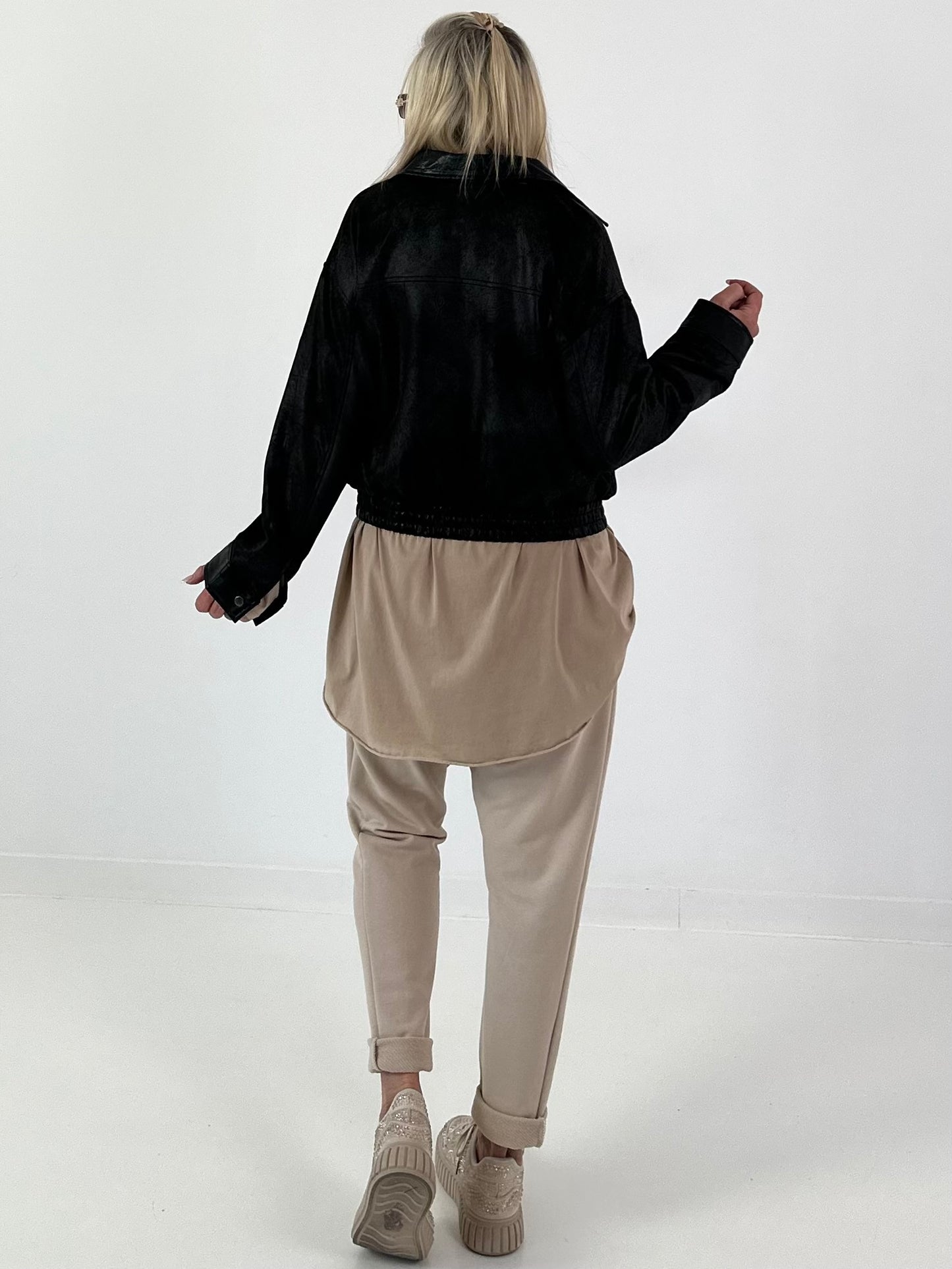 Vintage Blouson in leather look - black