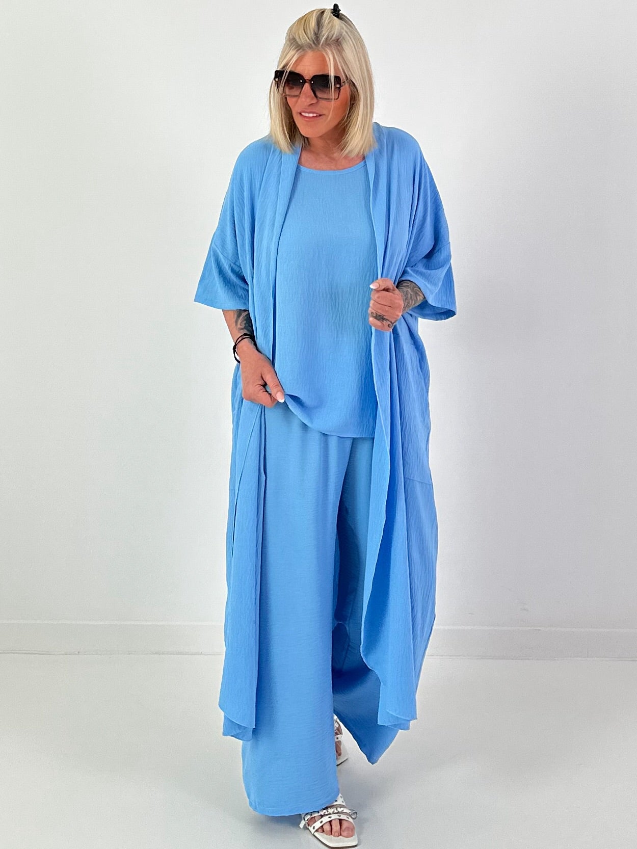 Lightweight Long Coat - light blue