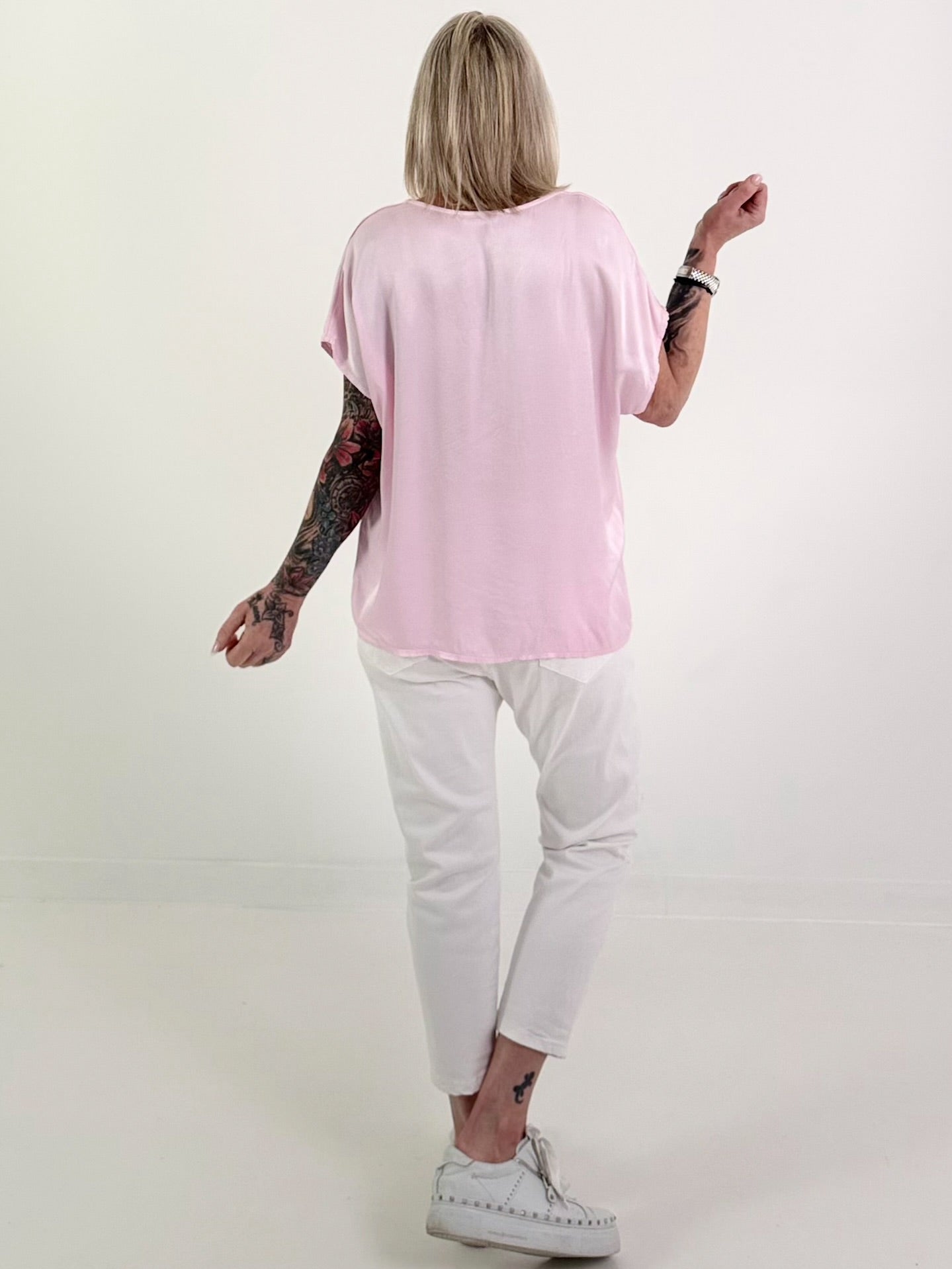 Shirt in Satin Optik - rosa