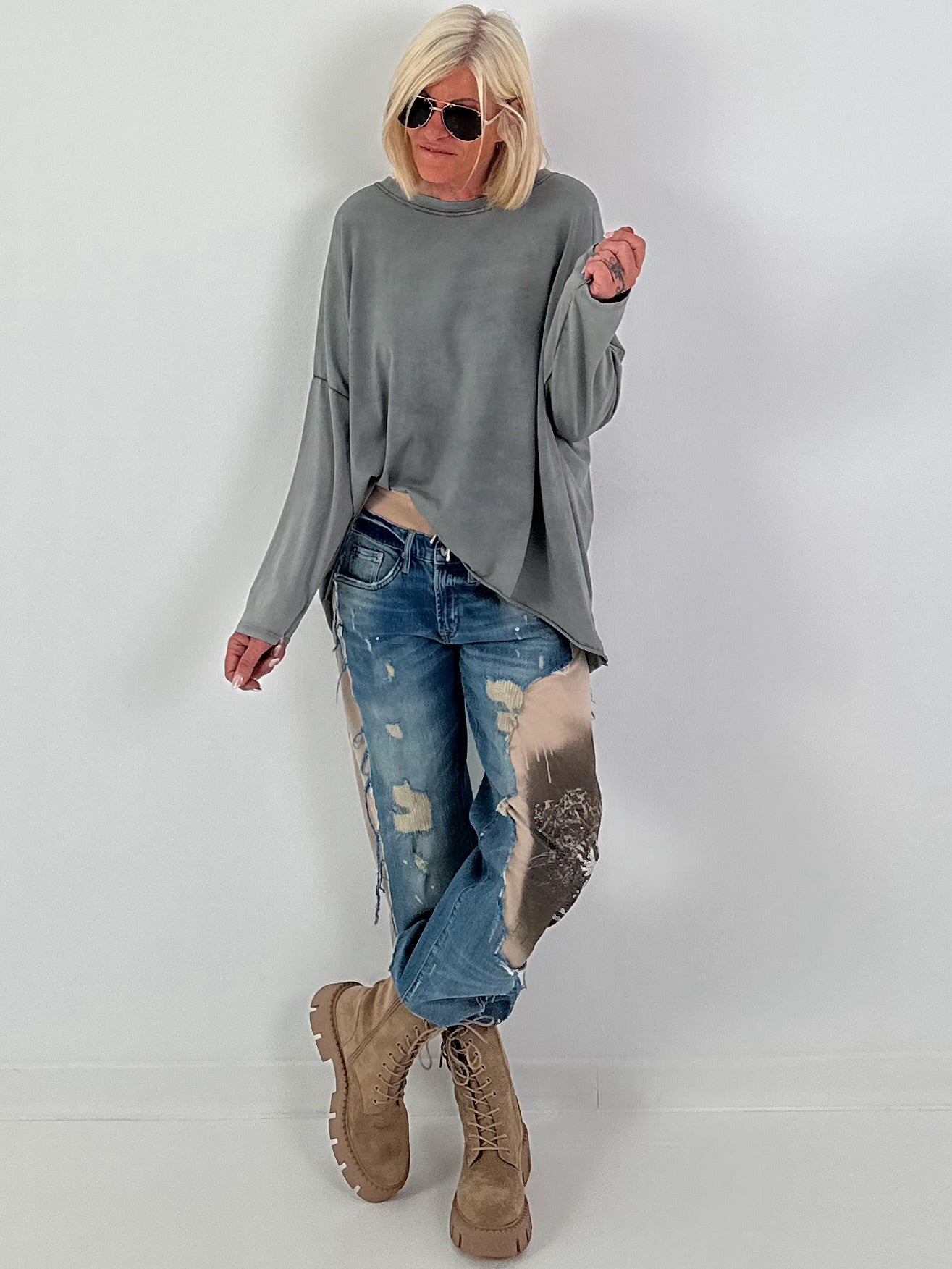 Jogg-Jeans im used Look Royal Leopard - denim