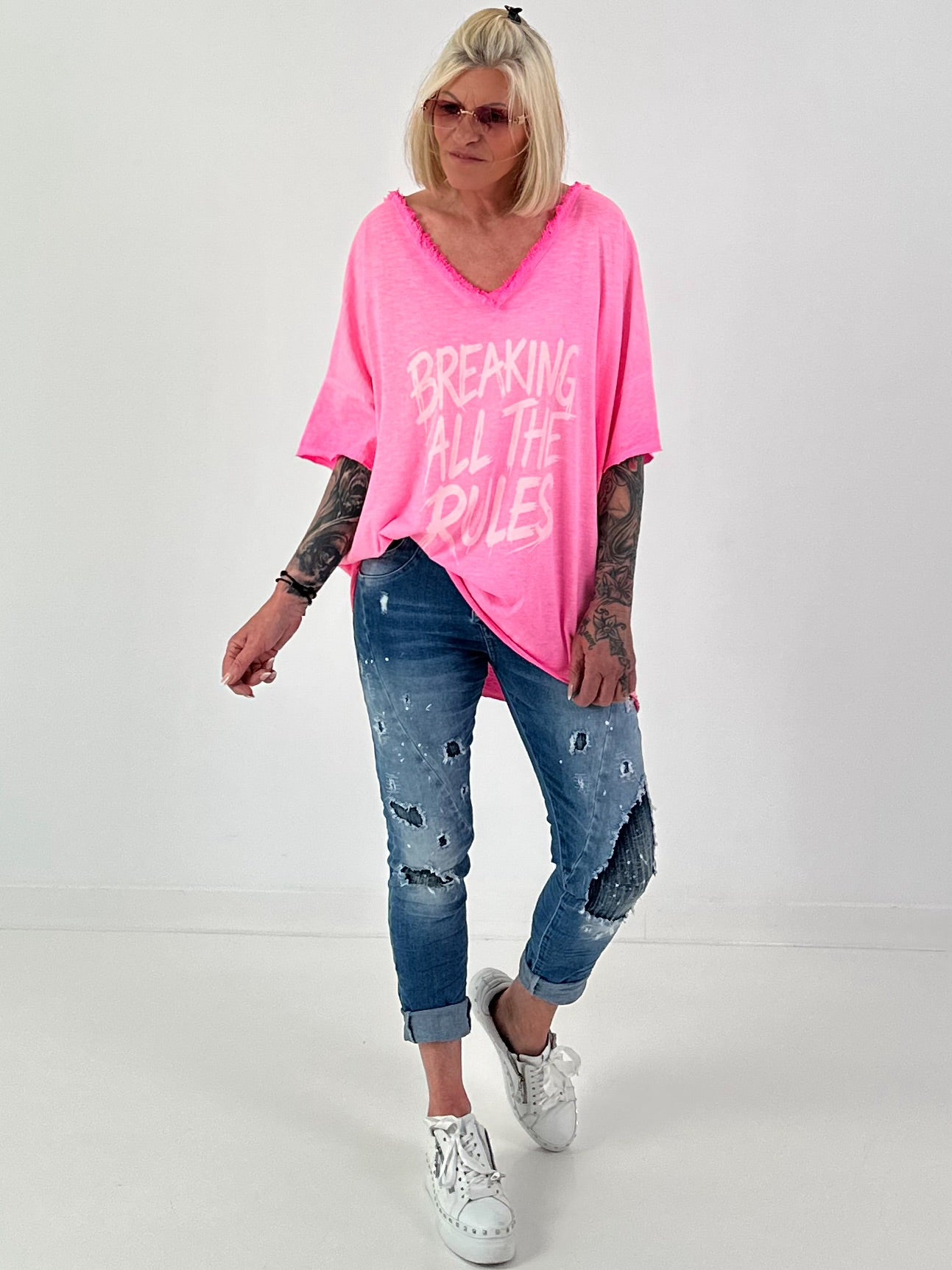 Melly & Co. Jeans with distressed details - blue