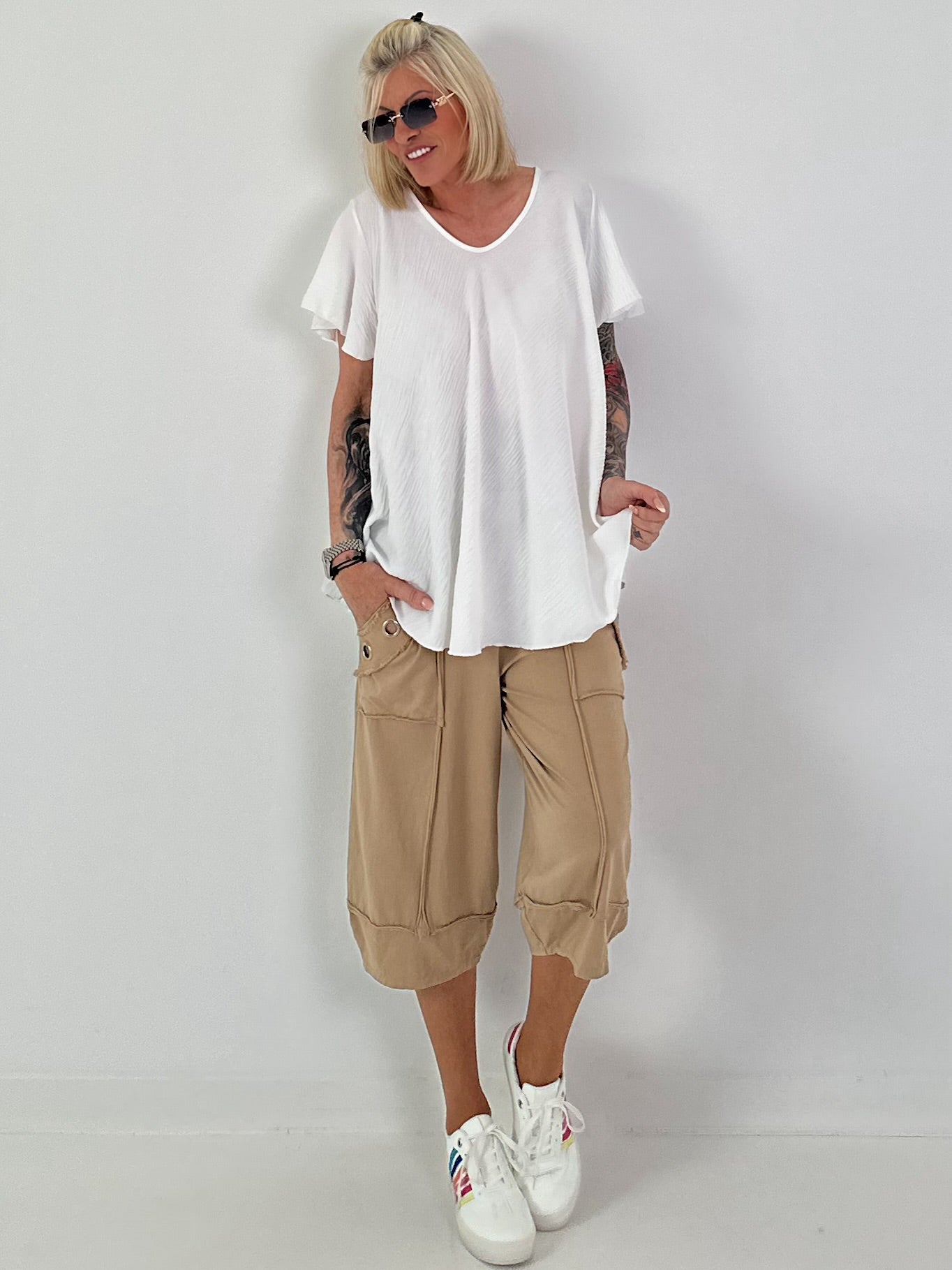 Light structured T-shirt - white