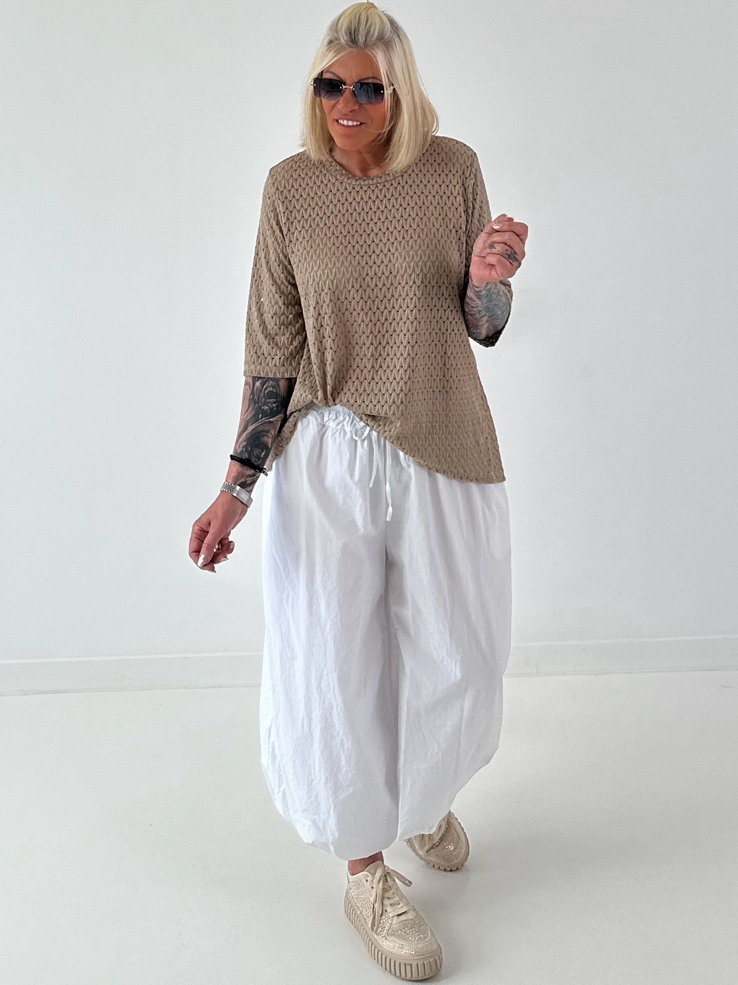 T-Shirt mit halben Arm - taupe