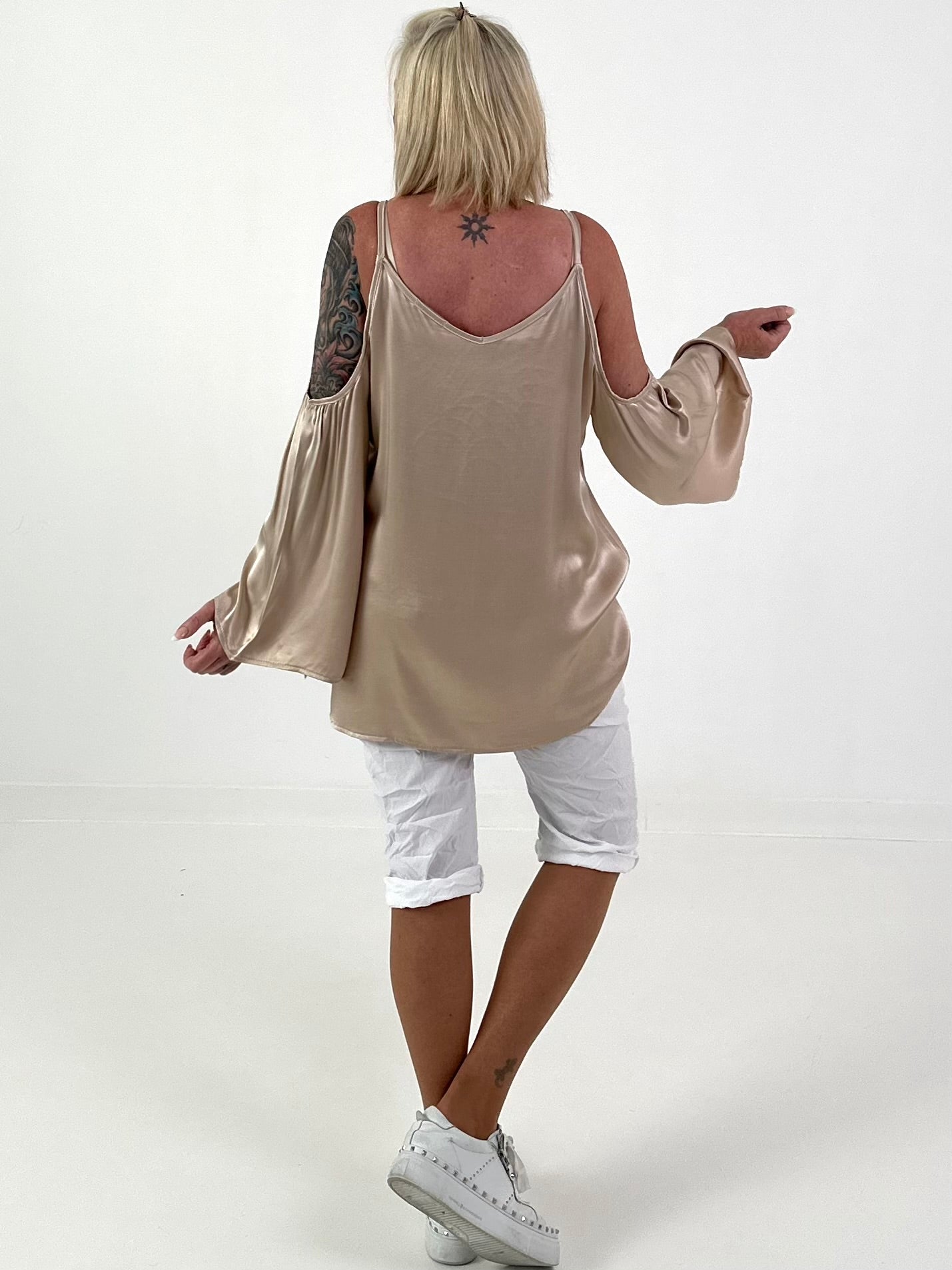 Satin-look tunic - beige