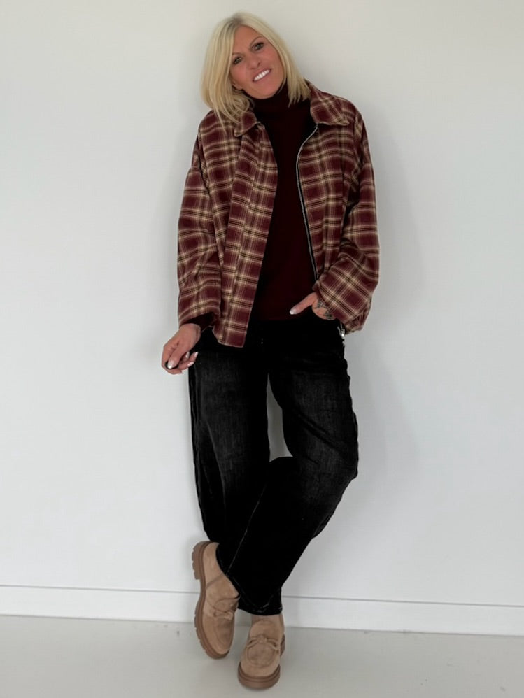 Flanellen blouson met ruitpatroon - bordeaux-meerkleurig