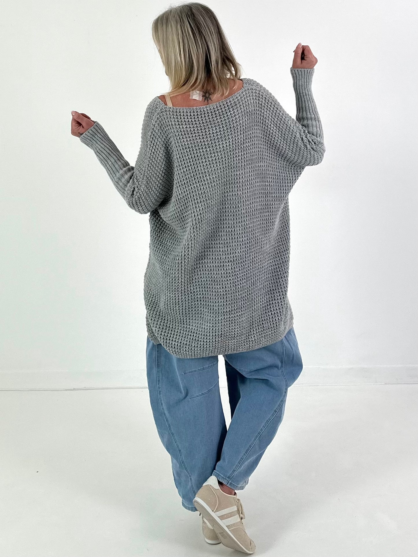 Pullover mit Stulpenärmeln - grau