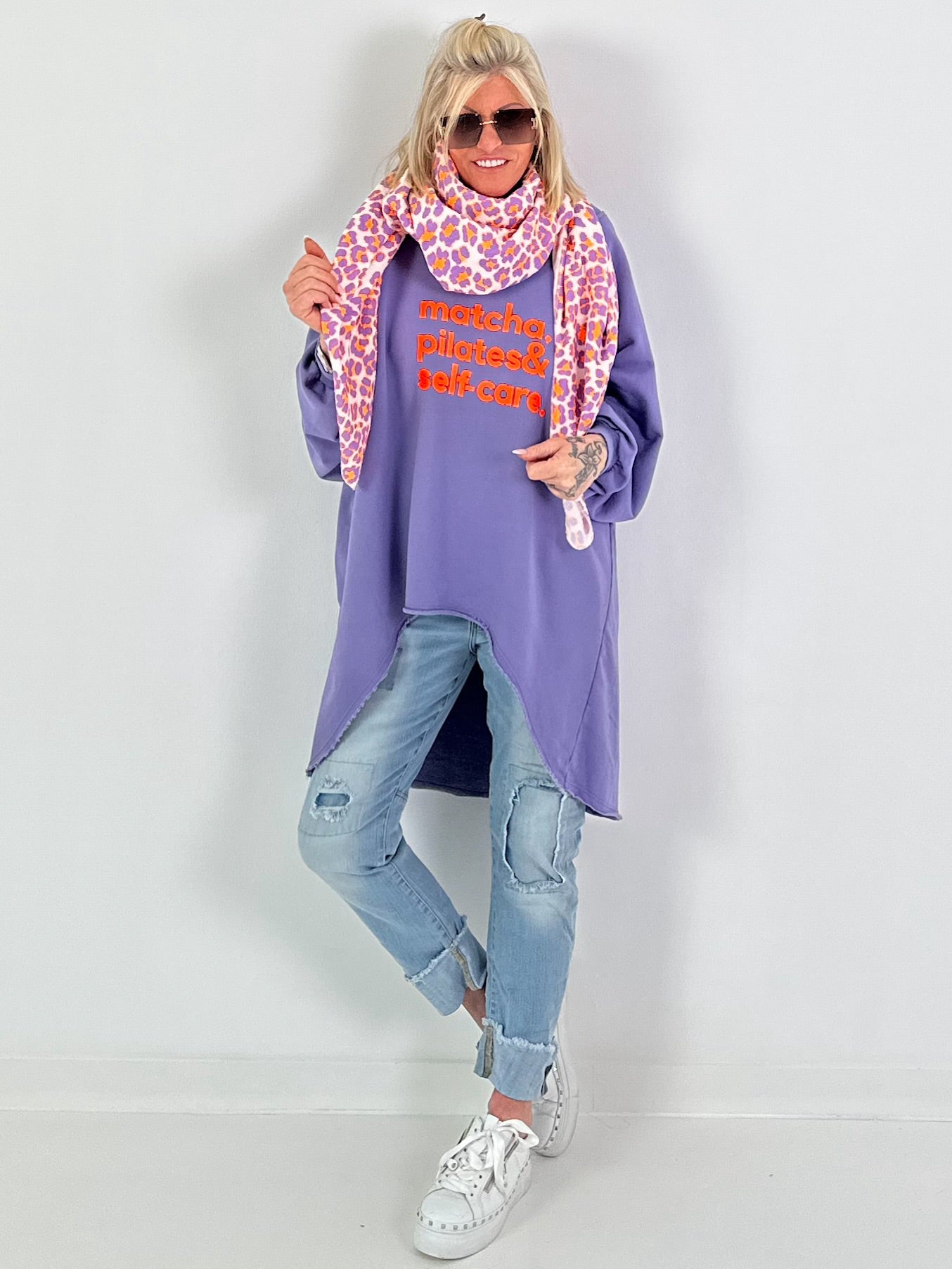 Oversized Sweater Matcha & Pilates - Purple